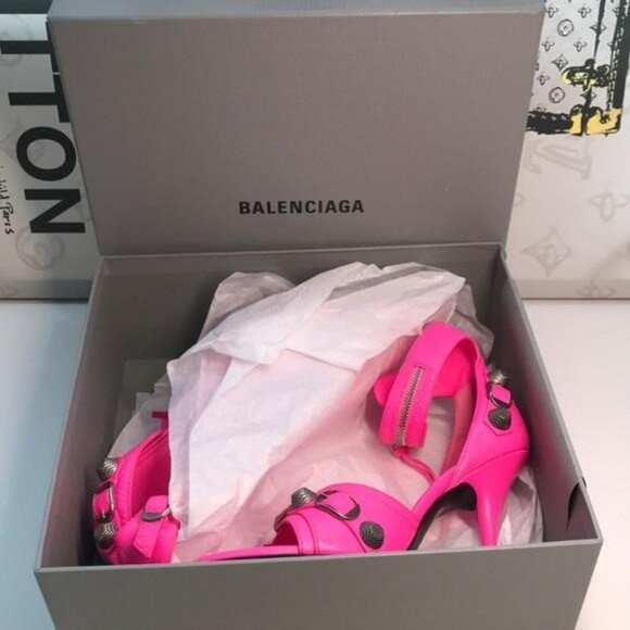 New Authentic Balenciaga Cagole 110mm Stiletto Sandals – Fluorescent Pink 💖✨ - Picture 2 of 10